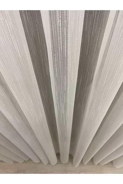 İNCİLİFE Ecru Colored Venice1/2,5 Medium Pleated Plain Tulle Curtain