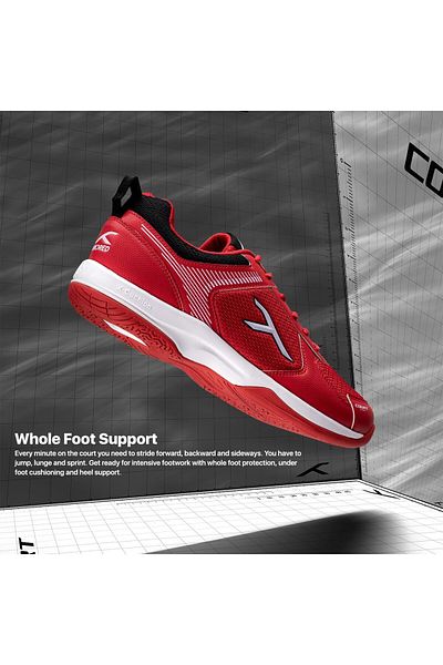 Hundred Court Star Men's Professional Badminton Shoes - Non-Marking, Eu 43/Uk 9/Us 10 (Red/White)