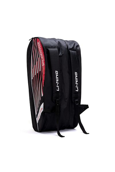 Li-Ning Flash Double Zipper Badminton Kit Bag | Black/red | Spacious Sports Bag | Badminton Accessories