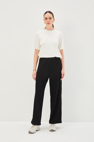 Allyco Lace-Up Regular Knitted Trousers with Stripe Sides