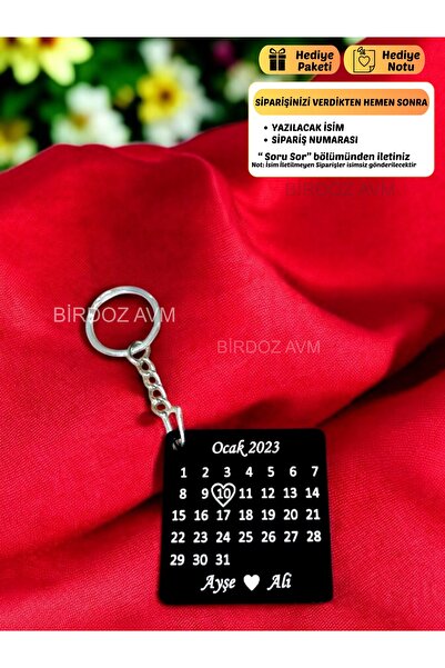 Personalized Name And Date Custom Calendar Design Souvenir Keychain - Double Sided