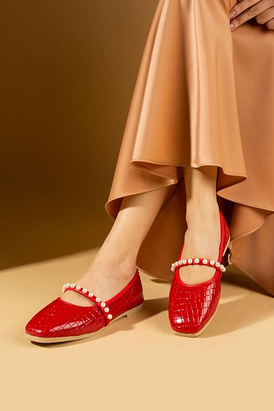 topukludünyası Balerini de damă Coral Daily Wear cu perle