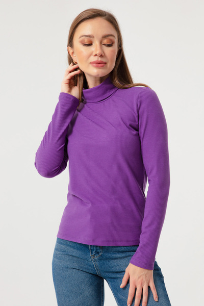 Lafaba Γυναικεία Πλεκτή Μωβ Μπλούζα με ζιβάγκο