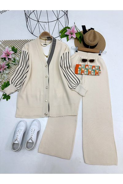 YEDİLALE Striped Tesettory Kit Suit