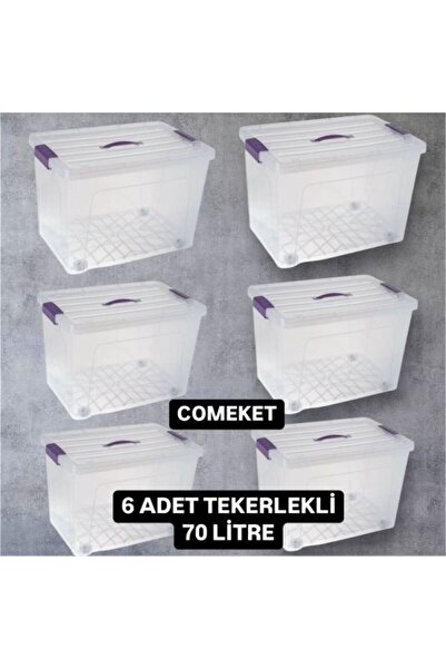 Comeket Çok Amaçlı Tekerlekli Kasa 70 Li̇tre 6 Adet