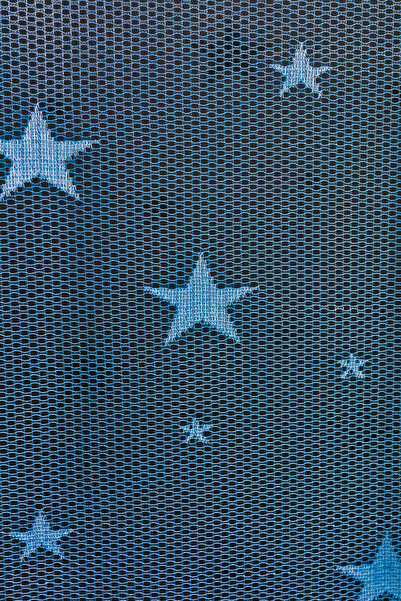 LUNETT HOME MAVİ RENKLİ YILDIZLI DÜZ DİKİM (PİLESİZ) TÜL PERDE SALON BALKON MUTFAK TÜLÜ