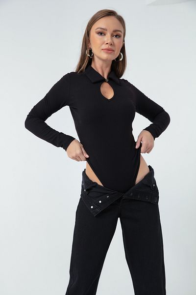 Lafaba Dámské černé zacvakávací pletené body