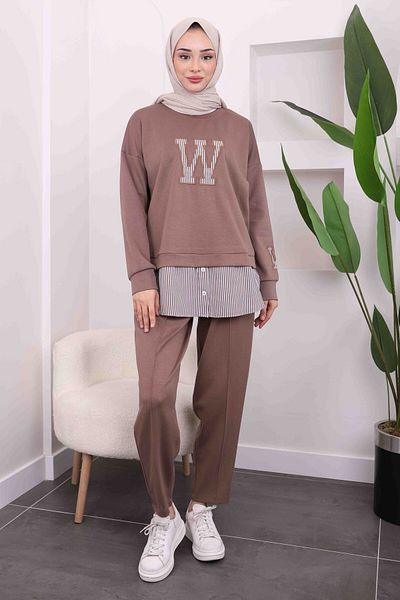 İmajButik Πουκάμισο Mink Garnish Modal Tunic Παντελόνι Κοστούμι