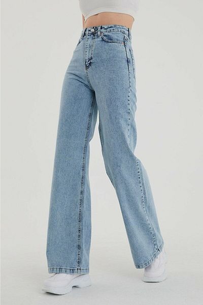 MAKRAS EXCLUSIVE Jaxen, anii 90, pentru femei, albastru, spălat cu zăpadă, talie înălțată, blugi Palazzo, blugi, pantaloni