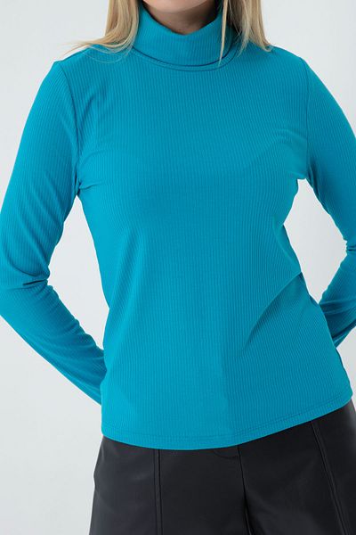 Lafaba Women's Turquoise Turtleneck Knitted Blouse