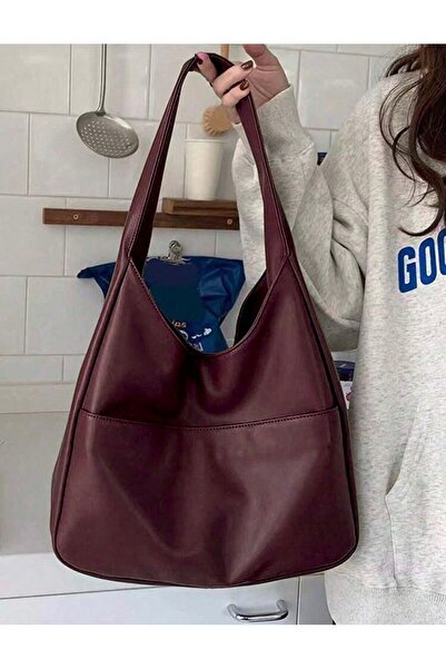 Crescita accessories Geanta de umar model pinterest cu buzunar frontal burgundy