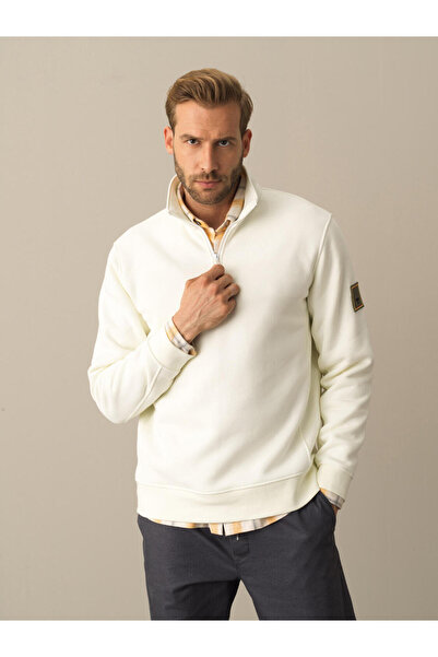 Xint Erkek Ekru Pamuklu Regular Fit Sweatshirt