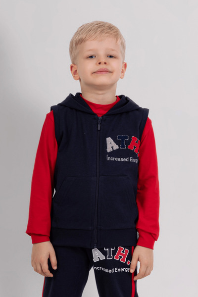 DMB BOYS & GIRLS Момчешка жилетка с качулка, цип и джобове, с бродерия