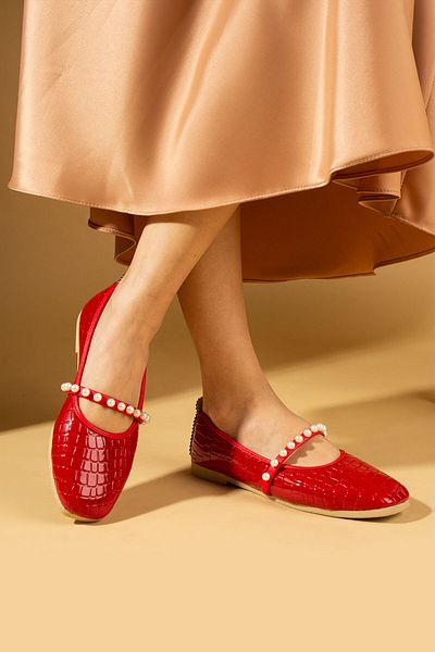 topukludünyası Balerini de damă Coral Daily Wear cu perle