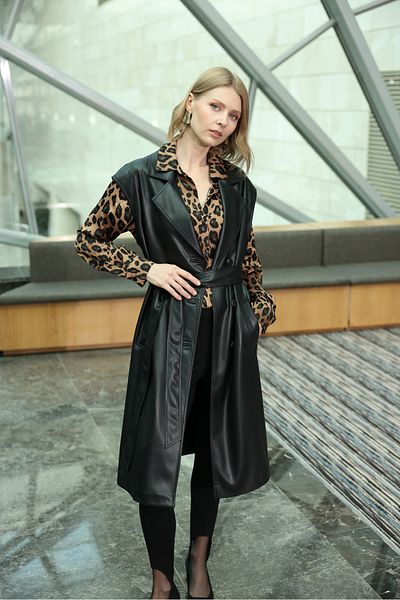 Oilemaperla Leather Black Long Vest