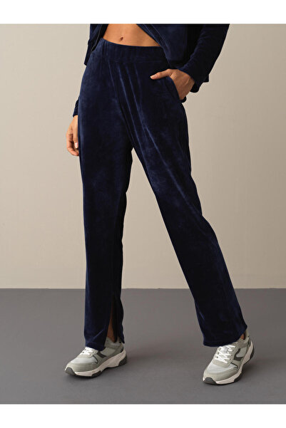 Xint Kadın Lacivert Esnek Dokulu Soft Kadife Sweat Pantolon