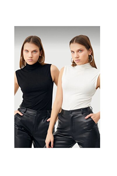 Lüx Er-şah Under Wear Kadın 2'li Likralı Sıfır Kol Boğazlı Body Atlet 5005