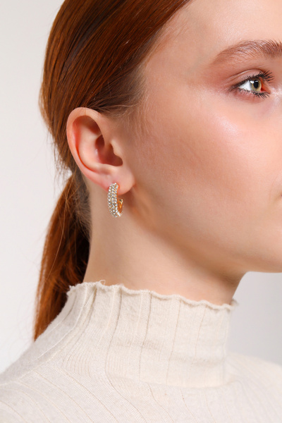 AURRARİ Gold Mini Zirkon Taşlı Halka Küpe