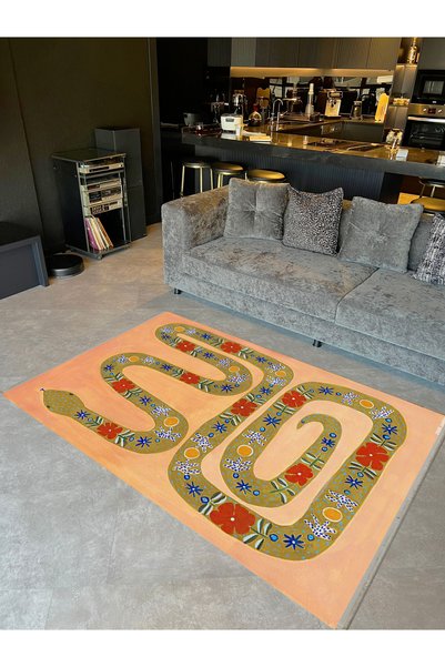 Rugs Modern Halı Συλλογή Aynur: Φίδια και λουλούδια σε παστέλ αποχρώσεις  Δια...