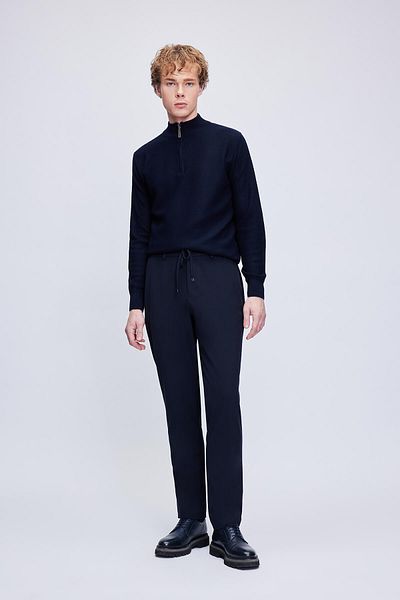 Hatemoğlu Παντελόνι Jogger με χαλαρή εφαρμογή Navy Blue με τσέπες στο πλάι