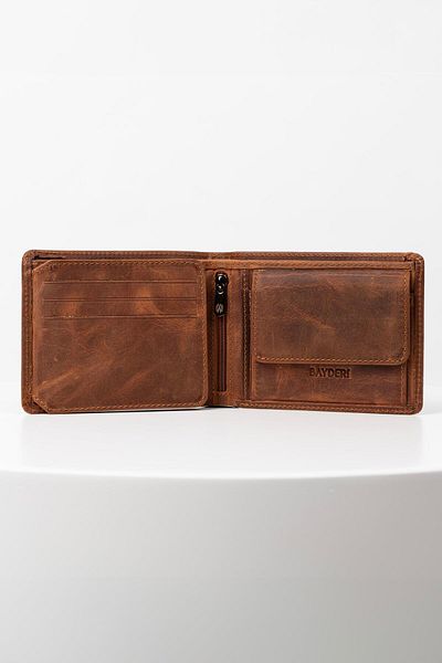 BAYDERİ Alowe Genuine Leather Men's Wallet with Convenient Coin Chamber