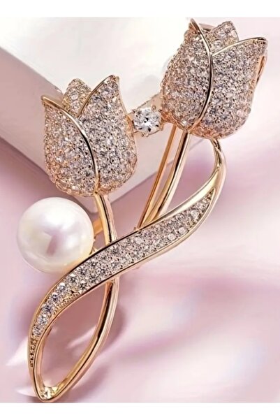 Durush Collection ALTIN RENGİ LALELİ BROŞ