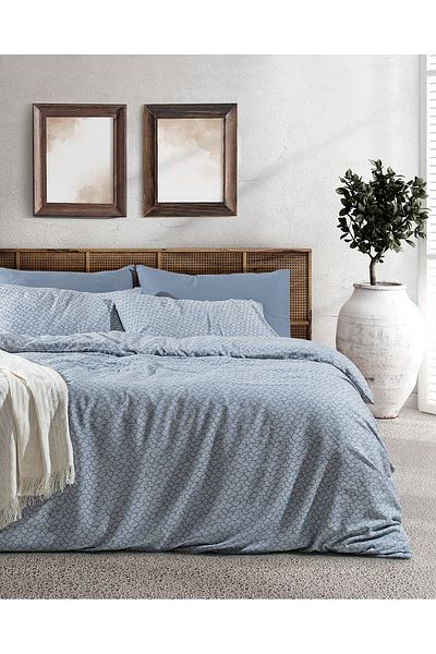 Madame Coco Crystal Double Cotton Jacquard Duvet Cover Set - Indigo
