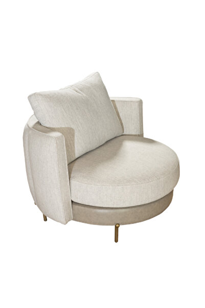 BEKALIVING Positano Deri Detay Metal Ayak Berjer Bej