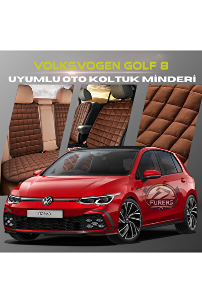 SHOOPLAA مجموعة وسائد مقعد السيارة Volksvogen Golf 8 باللون البني مع جيوب ريش...