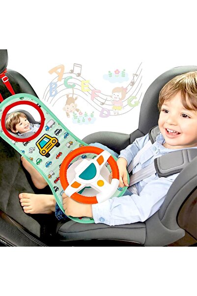 BUNCA Infant Car Seat Toy with Steering Wheel, Music and Lights, Safety Mirror and Driving Entertainment