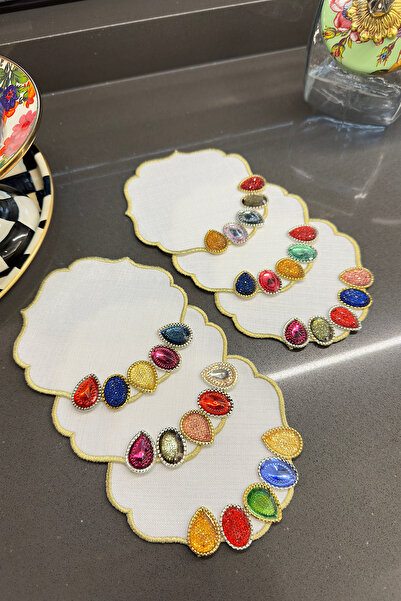 bibashka Renkli taşlı tasarım 6lı kokteyl peçete