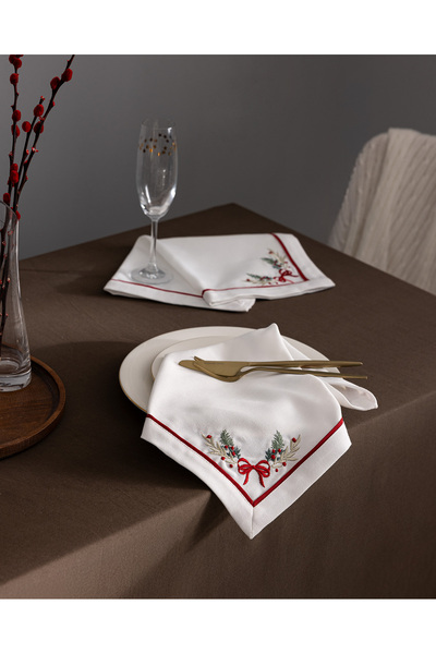 Madame Coco Boucle 2-Pack Napkin - White/Red