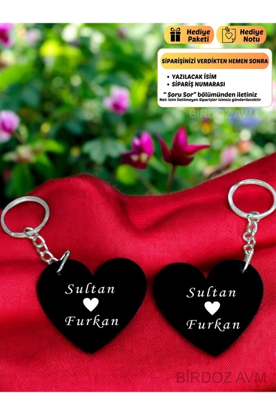 Personalized Name Gift Heart Custom Design Double Keychain Double Sided (2PCS)