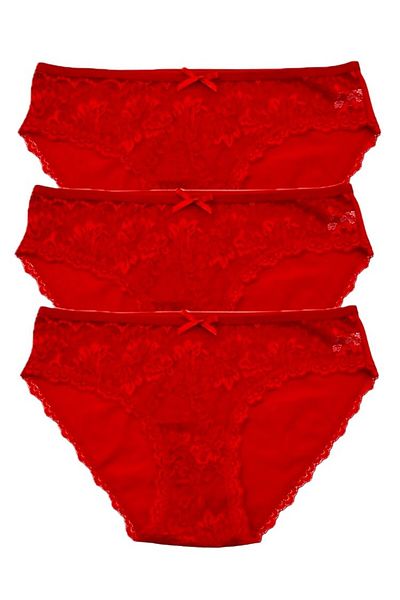 MİSS ELİZZA Red 3 Pieces Lace Front Panties