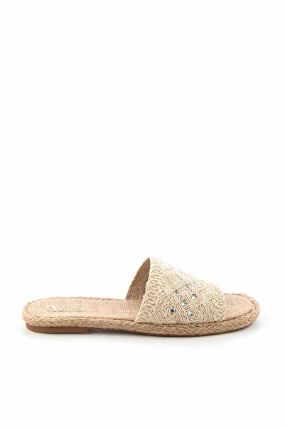 Bambi Beige Knitted Women's Slippers K04874013416