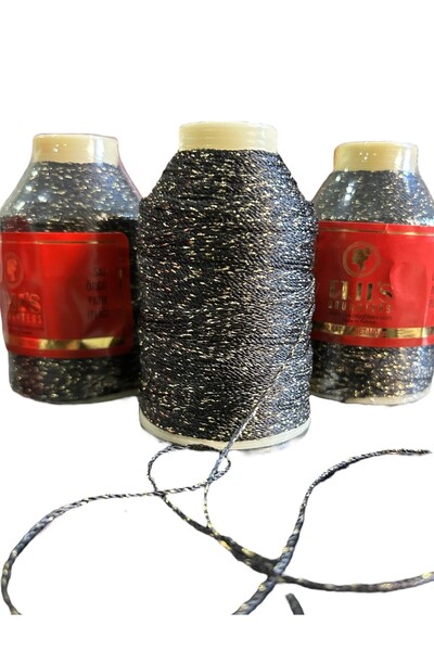 ÖZ-EL AŞ Siyah Altın Simli İp, Oya, Şal, Dantel, Örgü İpi 100 gr