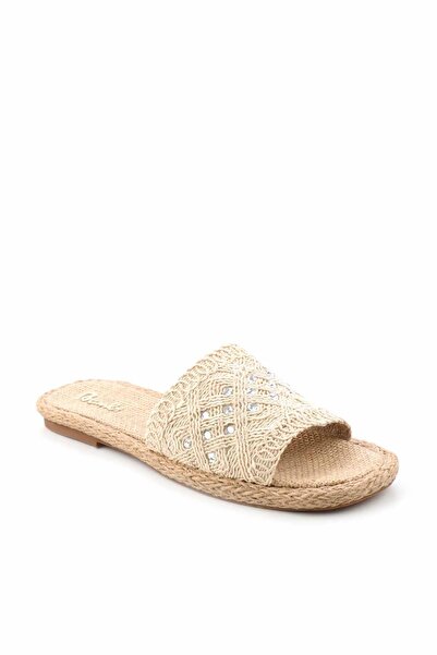 Bambi Beige Knitted Women's Slippers K04874013416