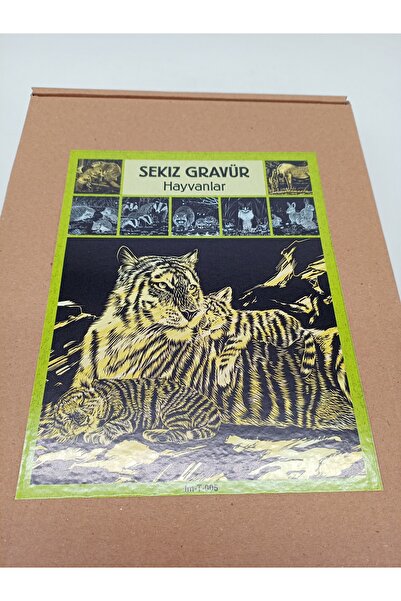ÇİZİK BOYAMA SANAT KAĞIDI 8 ADET GRAVÜR ÇOCUK VE YETİŞKİNLER İÇİN