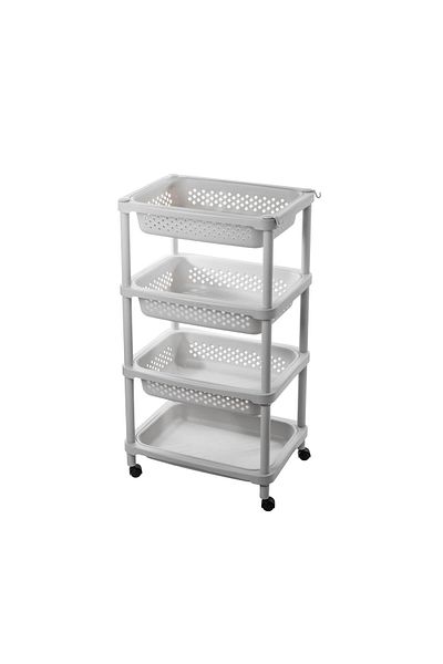 Dania Heavy Duty 4 Tier Plastic Vegetable Rack Shelves White