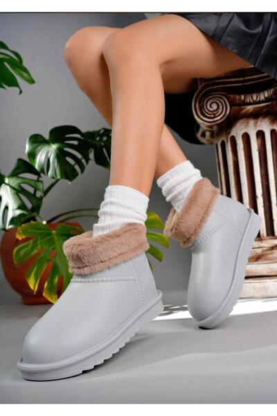 CZ London Kadın İçi Kürklü Kısa Bot Su Geçirmez Rahat Taban Yağmur Bot