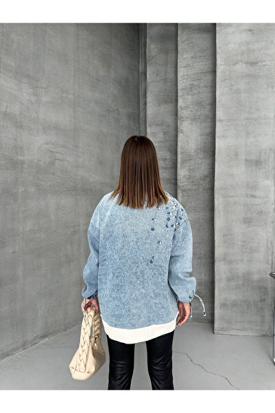 SOLİS MODA Dámská džínová bunda s úpletem Garnish