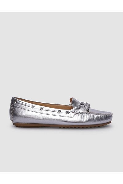 Cabani Gray Genuine Leather Women's Shoes - Bow Detailed