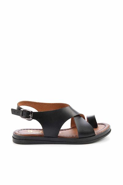 Bambi Black Leather Women's Sandals K05149002603