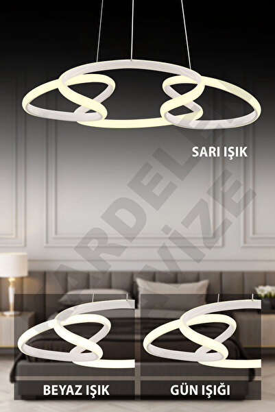 Genel Markalar Kardelen 3 Renkli Beyaz Dron Sarkıt Modern Ledli Avize
