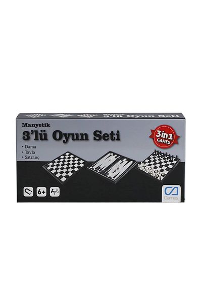CA Games 120 Caoyn-10002 Magnetic 3-Piece Game Set (Backgammon, Checkers, Chess) -Cagames