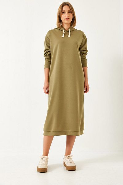 Bianco Lucci Γυναικείο φόρεμα με κουκούλα Basic Long Sweat 8074 60351328