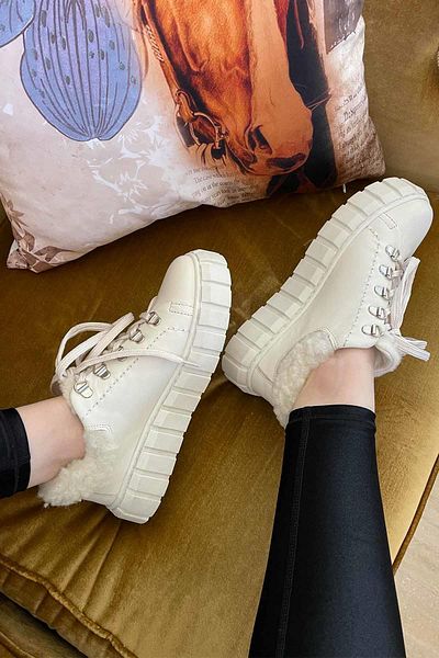Bambi Γυναικεία Casual Παπούτσια Μπεζ Γνήσιο Δέρμα K01122003103