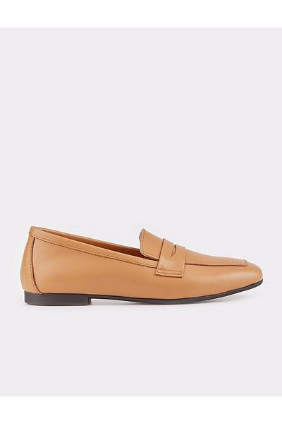 Cabani Women's Genuine Leather Tan Loafer Shoes