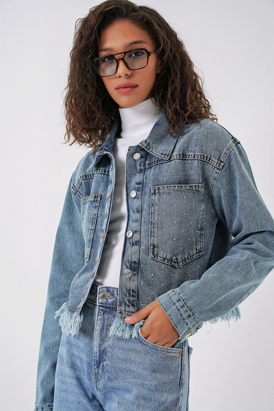 Bigdart 0716 Дънково яке с двоен джоб - синьо