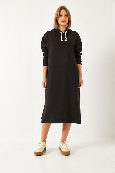 Bianco Lucci Γυναικείο φόρεμα με κουκούλα Basic Long Sweat 8074 60351328